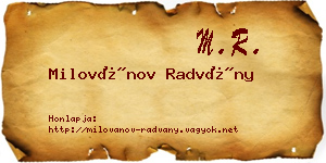 Milovánov Radvány névjegykártya